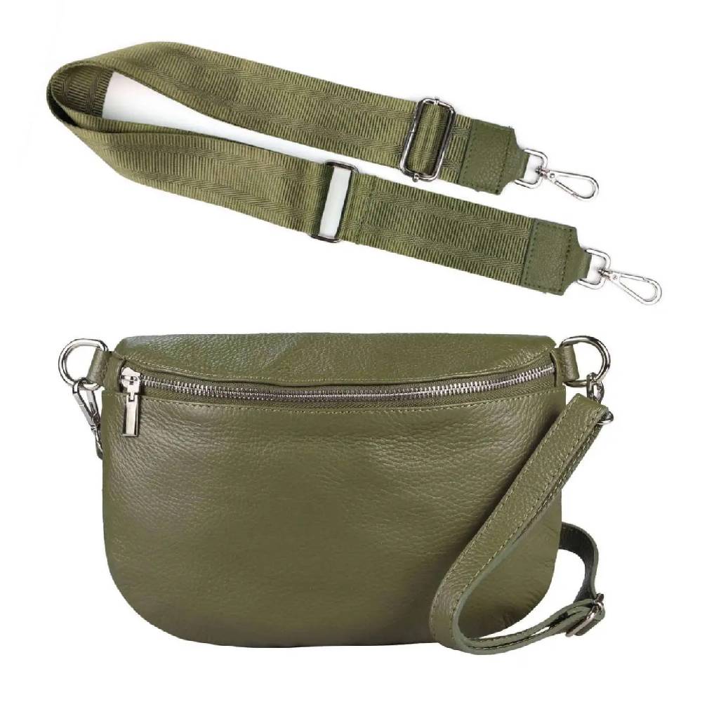 Made In Italy OBC DAMEN SET Gürteltasche + Schultergurt LEDER Crossbody Hüfttasche Bauchtasche Umhängetasche Brusttasche CrossOver Bodybag Schultertasche Handytasche Geldtasche Tasche Kosmetiktasche