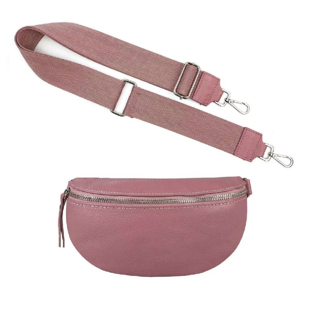 Made In Italy OBC DAMEN SET Gürteltasche + Schultergurt LEDER Crossbody Hüfttasche Bauchtasche Umhängetasche Brusttasche CrossOver Bodybag Schultertasche Handytasche Geldtasche Tasche Kosmetiktasche