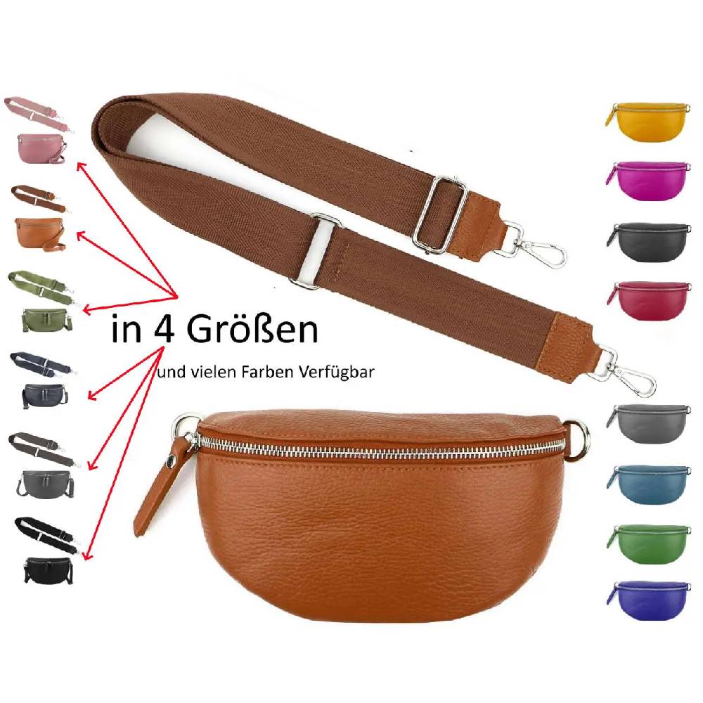 Made in Italy OBC DAMEN SET Gürteltasche + Schultergurt LEDER Crossbody Hüfttasche Bauchtasche Umhängetasche Brusttasche CrossOver Bodybag Schultertasche Handytasche Geldtasche Tasche Kosmetiktasche