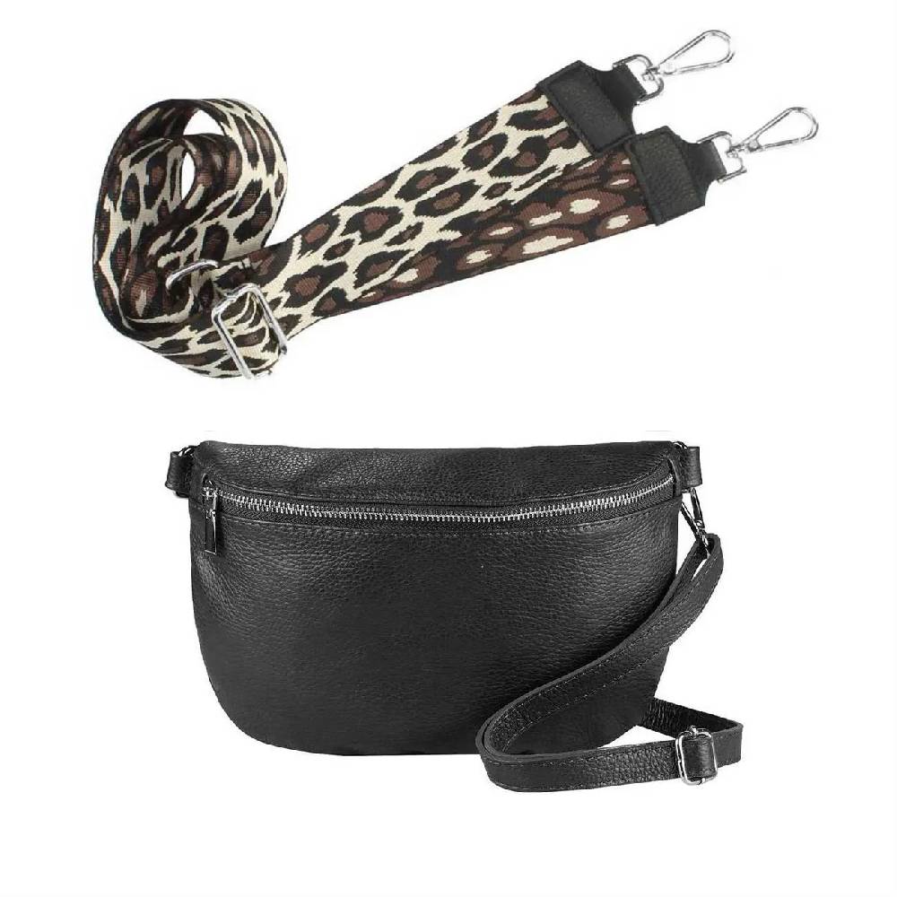 Made In Italy OBC DAMEN SET Gürteltasche + Schultergurt LEDER Crossbody Hüfttasche Bauchtasche Umhängetasche Brusttasche CrossOver Bodybag Schultertasche Handytasche Geldtasche Tasche Kosmetiktasche