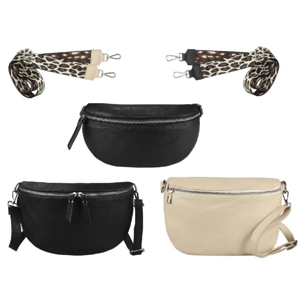 Made in Italy OBC DAMEN SET Gürteltasche + Schultergurt LEDER Crossbody Hüfttasche Bauchtasche Umhängetasche Brusttasche CrossOver Bodybag Schultertasche Handytasche Geldtasche Tasche Kosmetiktasche