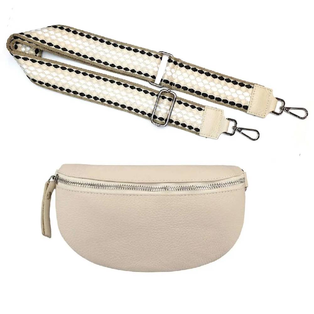 Made In Italy OBC DAMEN SET Gürteltasche + Schultergurt LEDER Crossbody Hüfttasche Bauchtasche Umhängetasche Brusttasche CrossOver Bodybag Schultertasche Handytasche Geldtasche Tasche Kosmetiktasche
