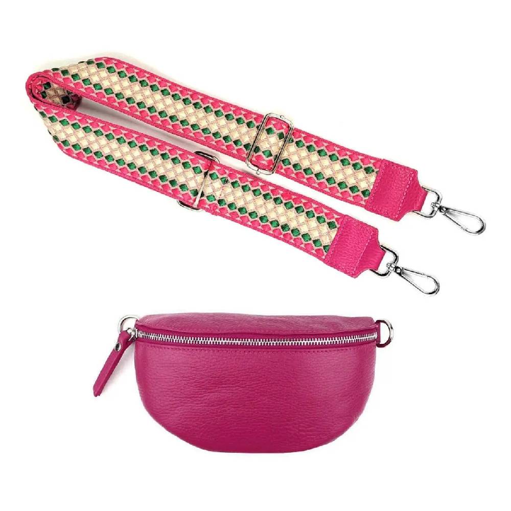 Made In Italy OBC DAMEN SET Gürteltasche + Schultergurt LEDER Crossbody Hüfttasche Bauchtasche Umhängetasche Brusttasche CrossOver Bodybag Schultertasche Handytasche Geldtasche Tasche Kosmetiktasche