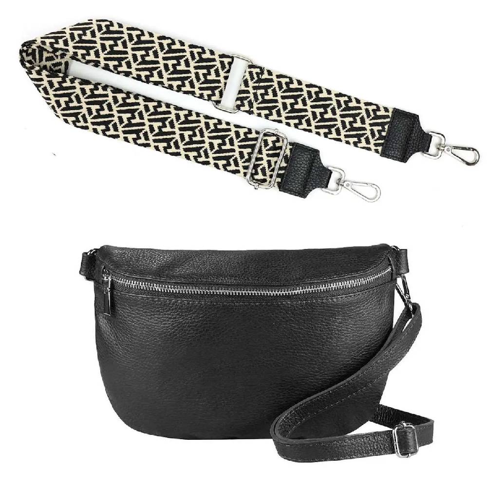 Made In Italy OBC DAMEN SET Gürteltasche + Schultergurt LEDER Crossbody Hüfttasche Bauchtasche Umhängetasche Brusttasche CrossOver Bodybag Schultertasche Handytasche Geldtasche Tasche Kosmetiktasche