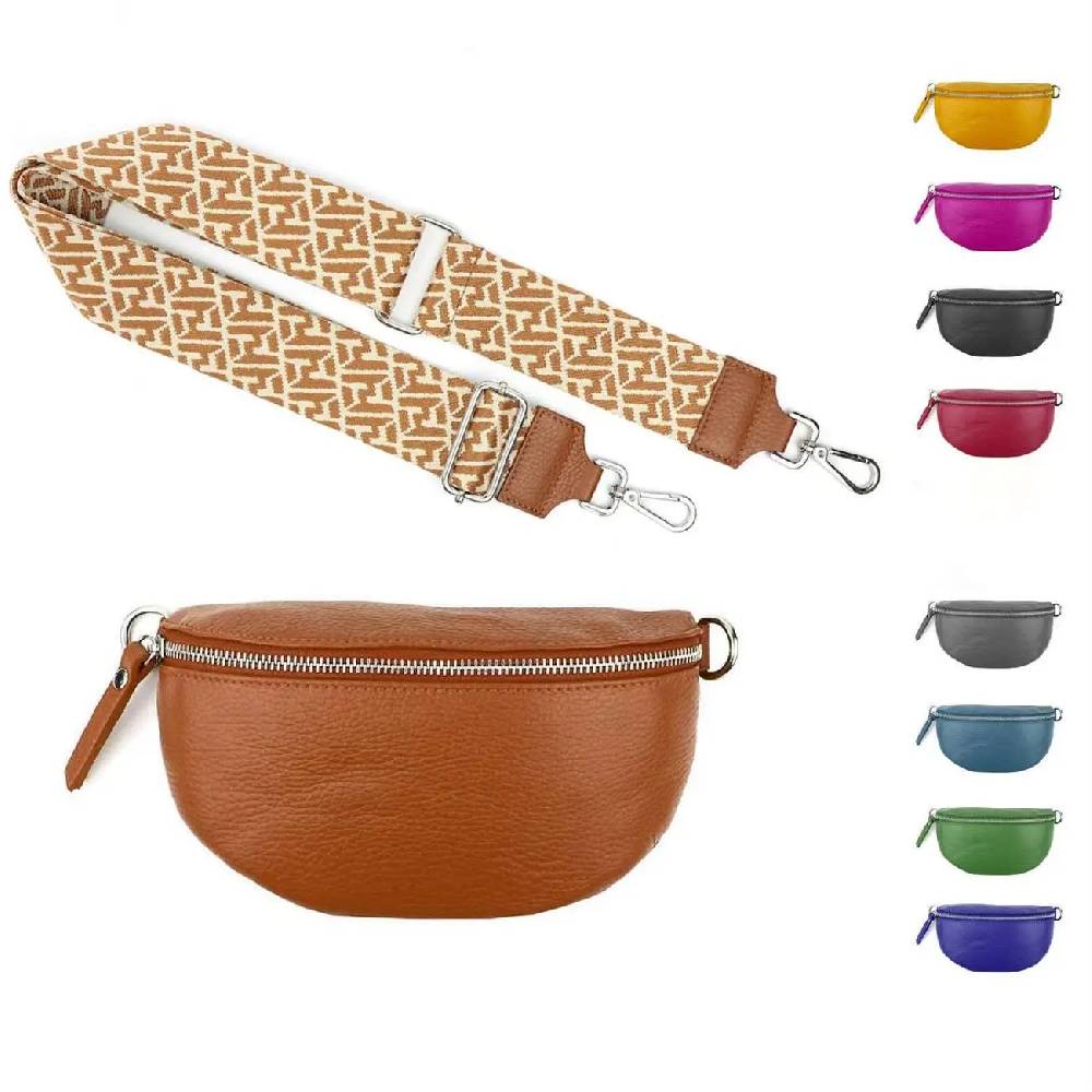 Made in Italy OBC DAMEN SET Gürteltasche + Schultergurt LEDER Crossbody Hüfttasche Bauchtasche Umhängetasche Brusttasche CrossOver Bodybag Schultertasche Handytasche Geldtasche Tasche Kosmetiktasche
