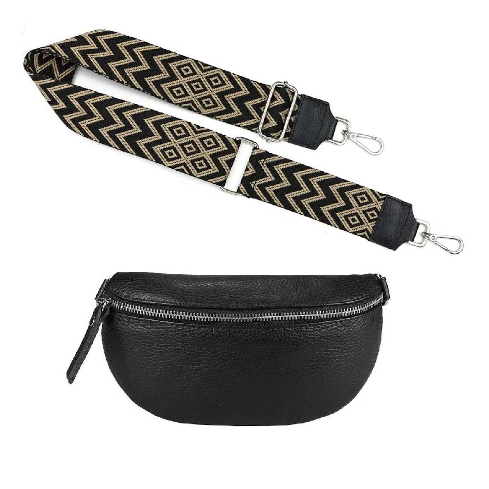 Made In Italy OBC DAMEN SET Gürteltasche + Schultergurt LEDER Crossbody Hüfttasche Bauchtasche Umhängetasche Brusttasche CrossOver Bodybag Schultertasche Handytasche Geldtasche Tasche Kosmetiktasche #1