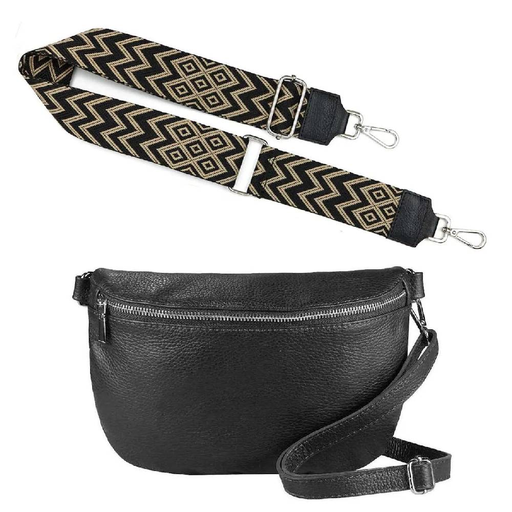 Made In Italy OBC DAMEN SET Gürteltasche + Schultergurt LEDER Crossbody Hüfttasche Bauchtasche Umhängetasche Brusttasche CrossOver Bodybag Schultertasche Handytasche Geldtasche Tasche Kosmetiktasche #1