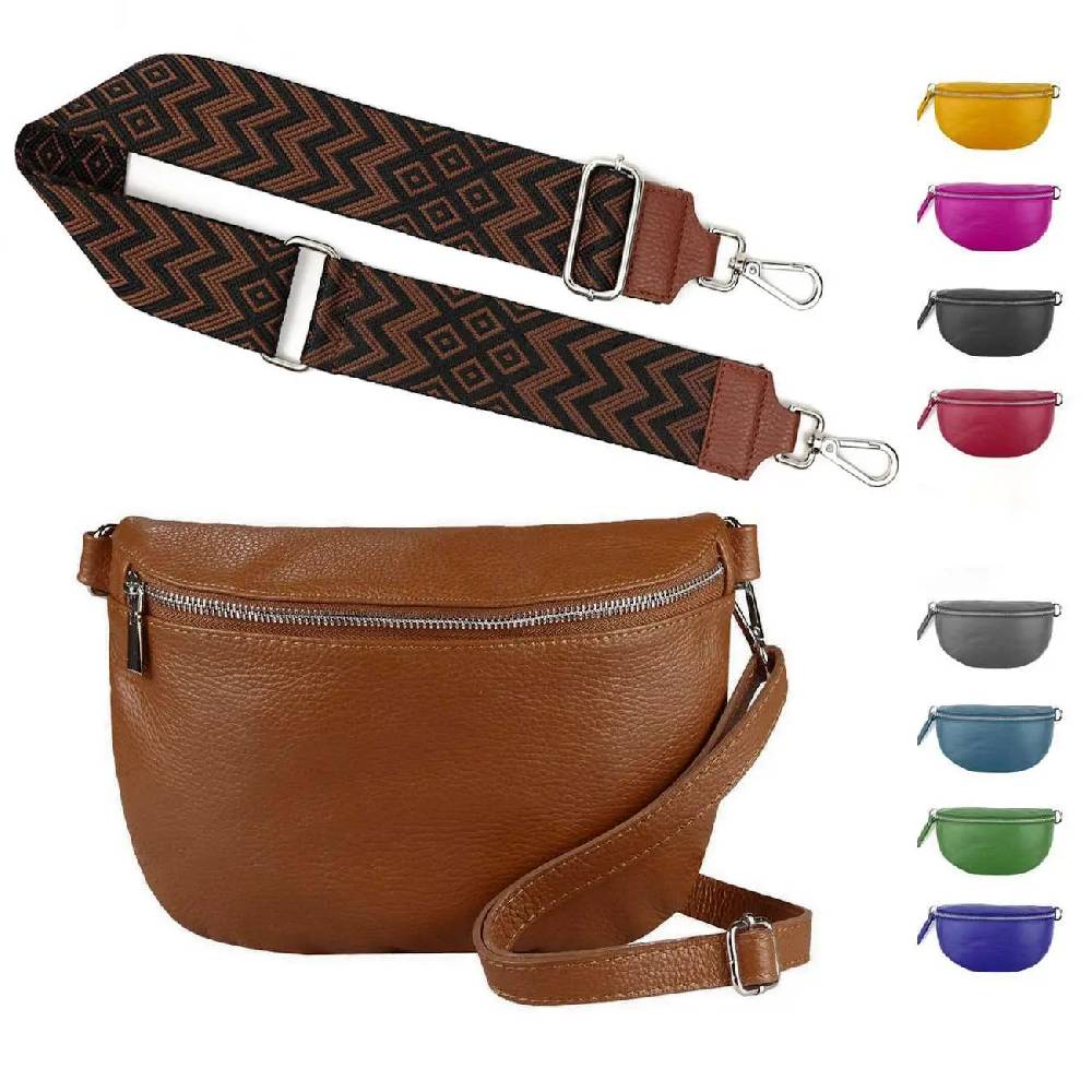 Made in Italy OBC DAMEN SET Gürteltasche + Schultergurt LEDER Crossbody Hüfttasche Bauchtasche Umhängetasche Brusttasche CrossOver Bodybag Schultertasche Handytasche Geldtasche Tasche Kosmetiktasche #1