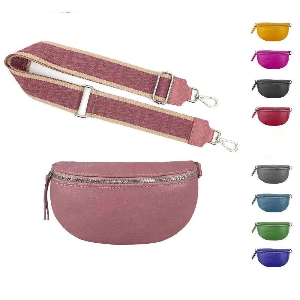 Made in Italy OBC DAMEN SET Gürteltasche + Schultergurt LEDER Crossbody Hüfttasche Bauchtasche Umhängetasche Brusttasche CrossOver Bodybag Schultertasche Handytasche Geldtasche Tasche Kosmetiktasche