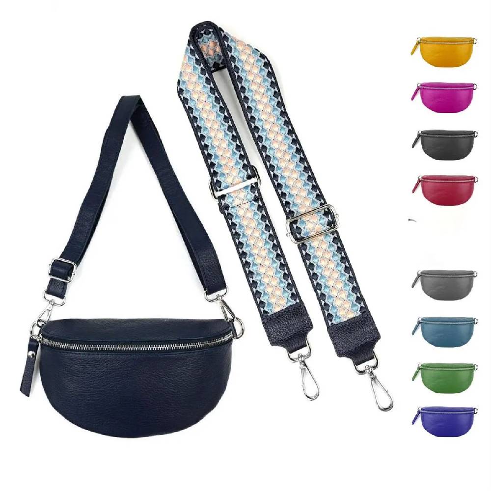 Made in Italy OBC DAMEN SET Gürteltasche + Schultergurt LEDER Crossbody Hüfttasche Bauchtasche Umhängetasche Brusttasche CrossOver Bodybag Schultertasche Handytasche Geldtasche Tasche Kosmetiktasche