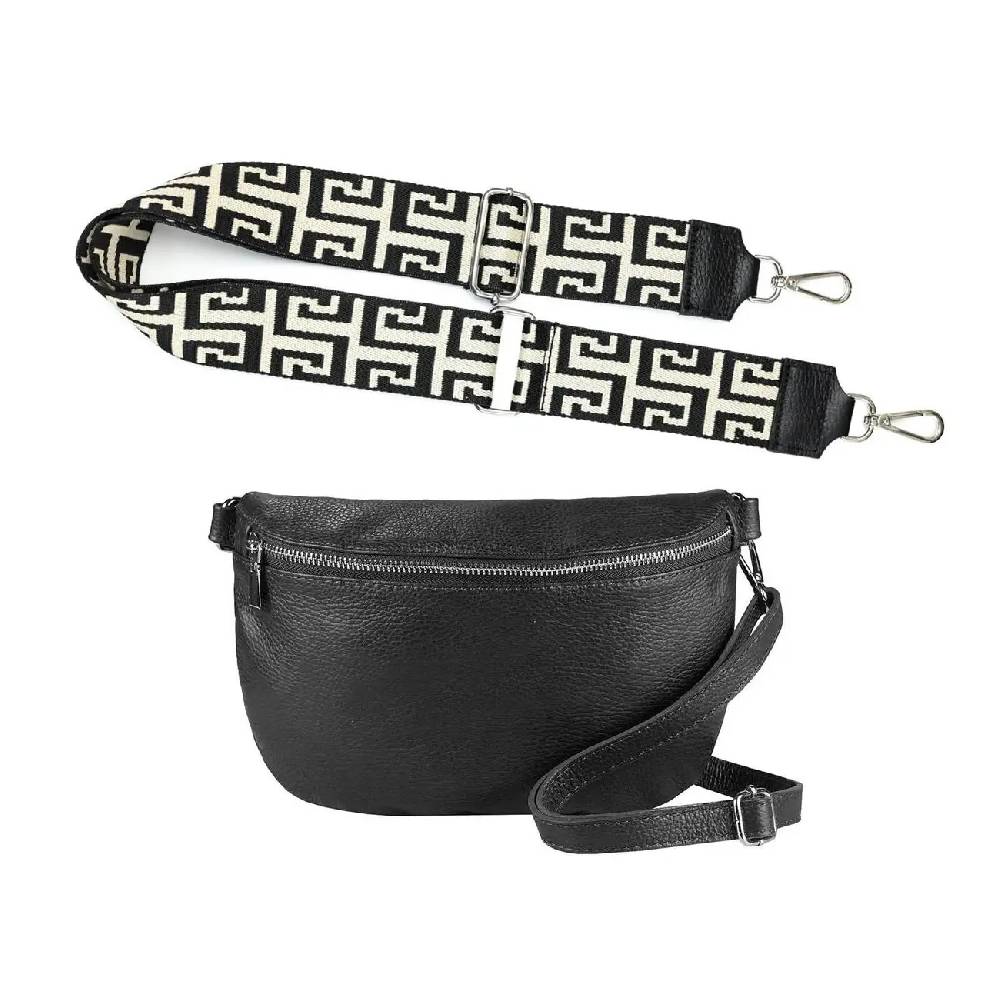 Made In Italy OBC DAMEN SET Gürteltasche + Schultergurt LEDER Crossbody Hüfttasche Bauchtasche Umhängetasche Brusttasche CrossOver Bodybag Schultertasche Handytasche Geldtasche Tasche Kosmetiktasche