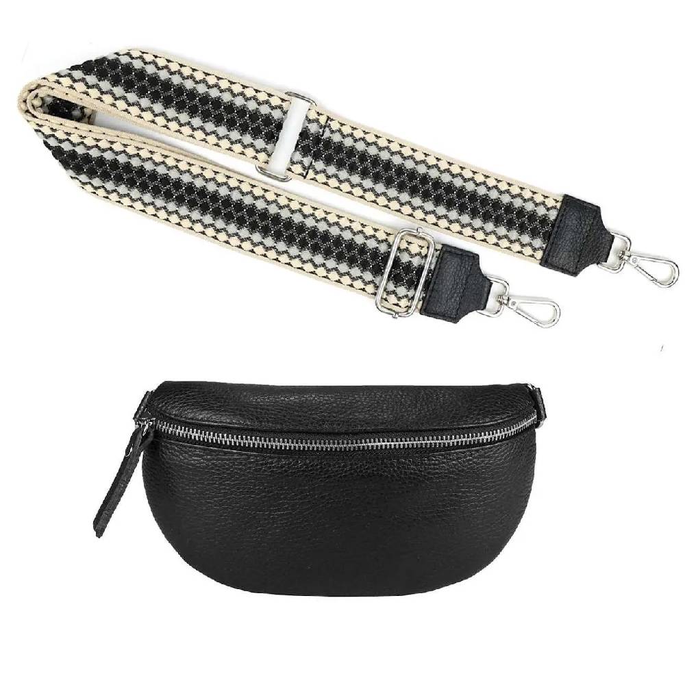 Made In Italy OBC DAMEN SET Gürteltasche + Schultergurt LEDER Crossbody Hüfttasche Bauchtasche Umhängetasche Brusttasche CrossOver Bodybag Schultertasche Handytasche Geldtasche Tasche Kosmetiktasche