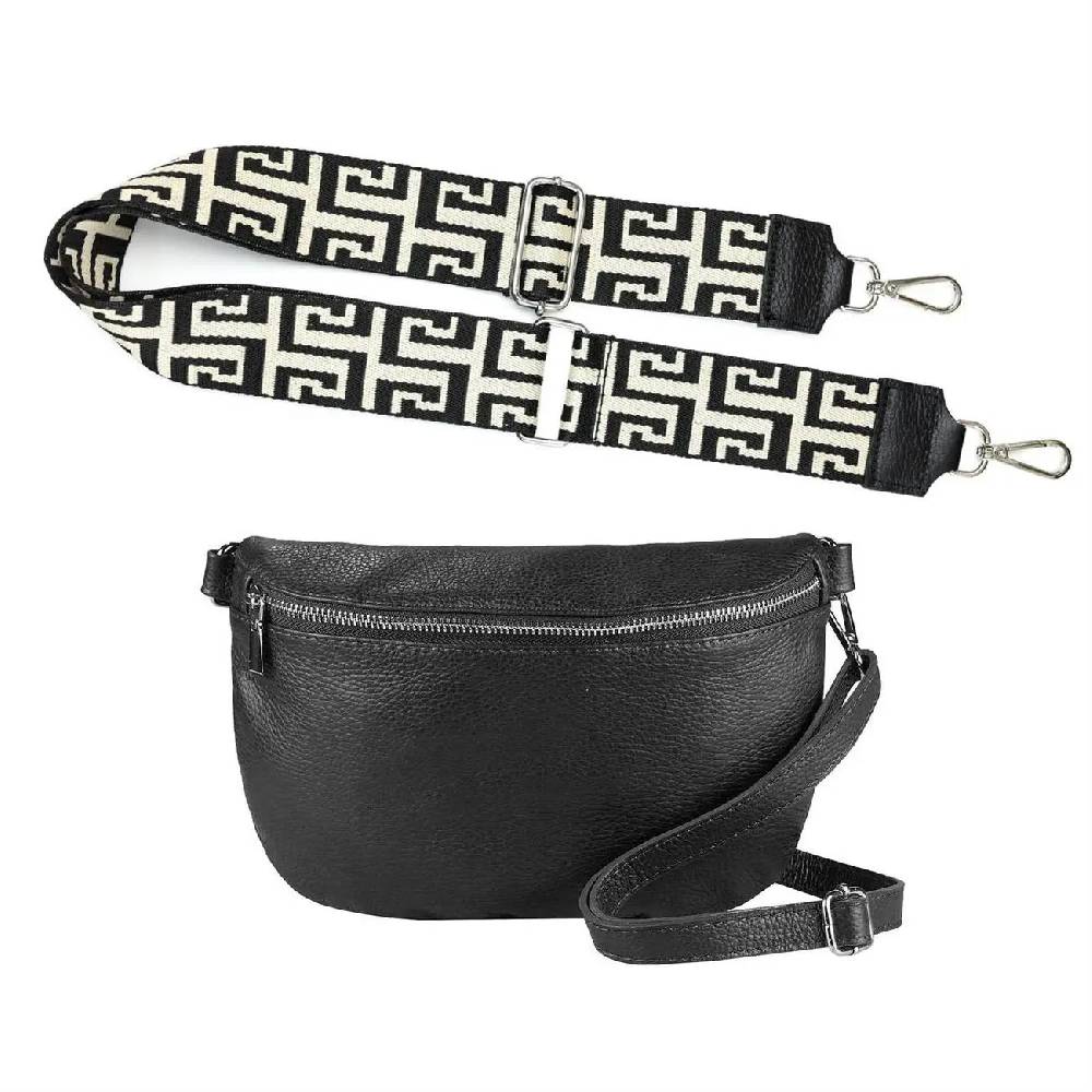 Made in Italy OBC DAMEN SET Gürteltasche + Schultergurt LEDER Crossbody Hüfttasche Bauchtasche Umhängetasche Brusttasche CrossOver Bodybag Schultertasche Handytasche Tasche