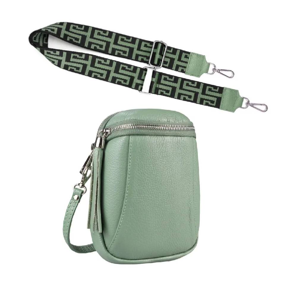 Made In Italy OBC DAMEN SET Schultertasche + Schultergurt LEDER Crossbody Umhängetasche Brusttasche CrossOver Bodybag Schultertasche Handytasche Geldtasche Tasche Kosmetiktasche