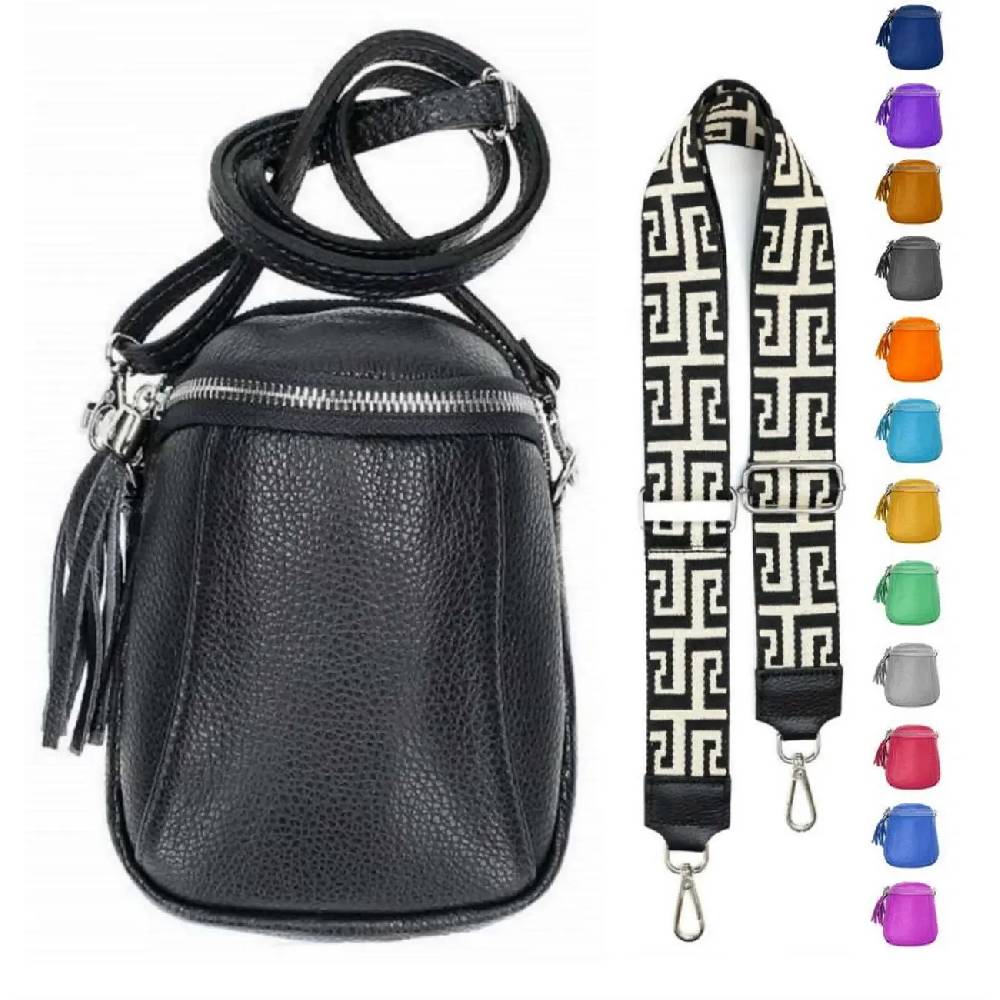 Made in Italy OBC DAMEN SET Schultertasche + Schultergurt LEDER Crossbody Umhängetasche Brusttasche CrossOver Bodybag Schultertasche Handytasche Geldtasche Tasche Kosmetiktasche