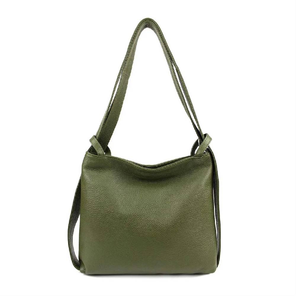 MADE IN ITALY OBC Damen Tasche Rucksack 2in1 Umhängetasche Schultertasche Daypack Rucksacktasche Handtasche Ledertasche Klein