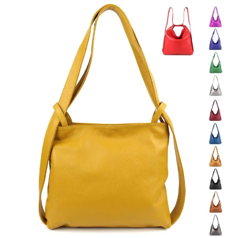 MADE IN ITALY OBC Damen Tasche Rucksack 2in1 Umhängetasche Schultertasche Daypack Rucksacktasche Handtasche Ledertasche klein