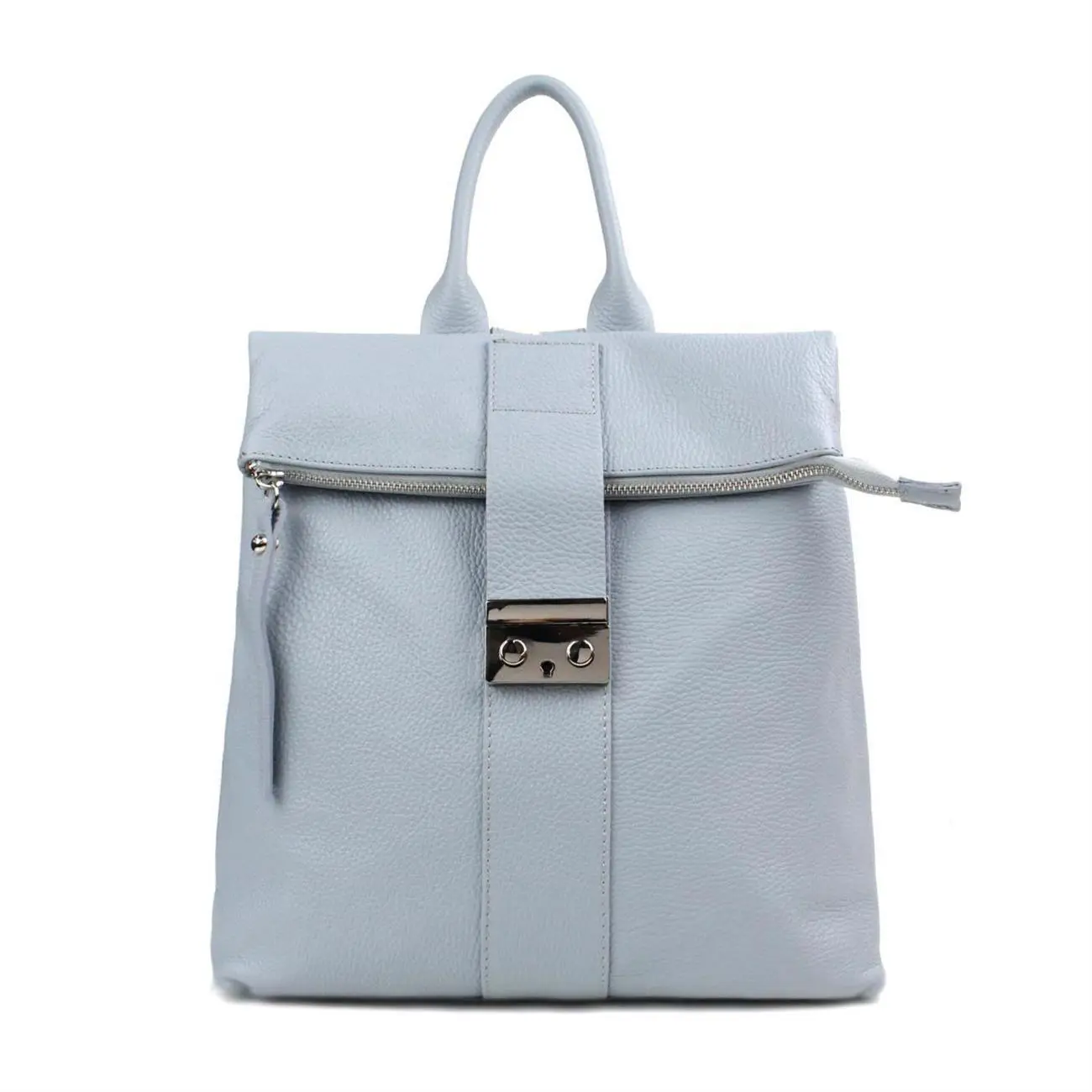 Made In Italy XL Damen Leder Roll Top Rucksack Cityrucksack Shopper Handtasche Schultertasche Ledertasche Freizeitrucksack Tasche