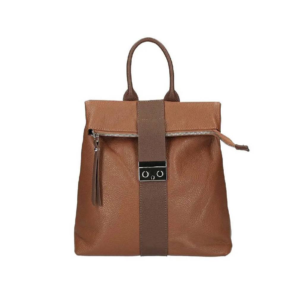 Made In Italy XL Damen Leder Roll Top Rucksack Cityrucksack Shopper Handtasche Schultertasche Ledertasche Freizeitrucksack Tasche