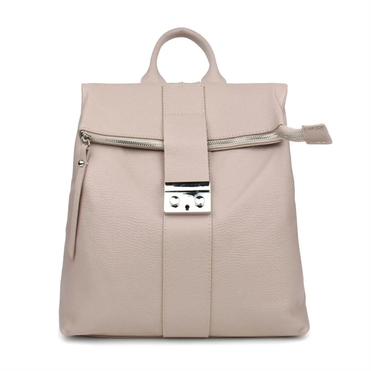 Made In Italy XL Damen Leder Roll Top Rucksack Cityrucksack Shopper Handtasche Schultertasche Ledertasche Freizeitrucksack Tasche