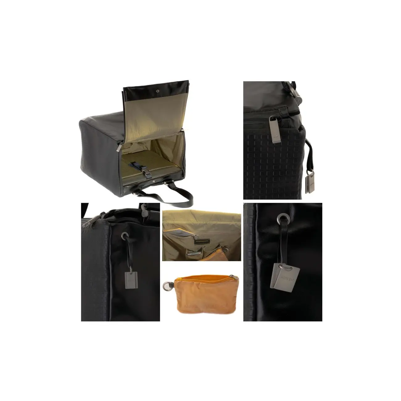 Mandarina Duck Desire Pelle Pferdeleder Koffer Handtasche Sporttasche Henkeltasche Reisetasche Tasche Bag Schwarz 30x29x22 Cm (BxHxT)