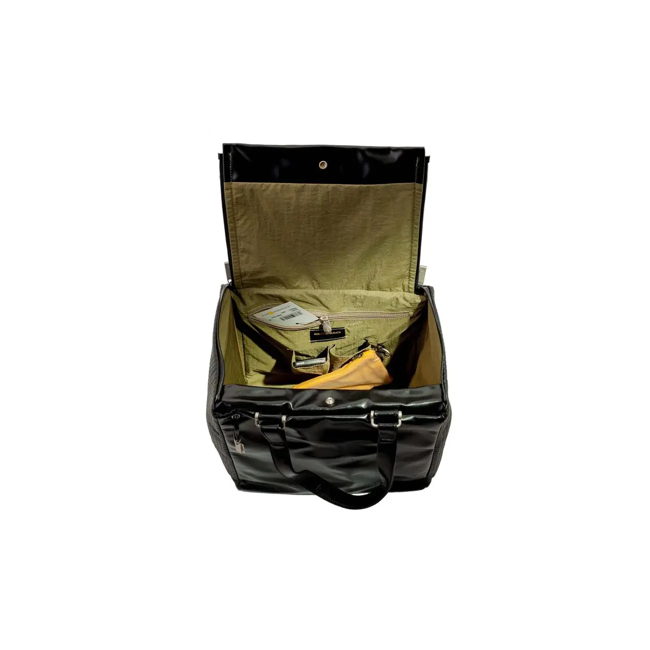 Mandarina Duck Desire Pelle Pferdeleder Koffer Handtasche Sporttasche Henkeltasche Reisetasche Tasche Bag Schwarz 30x29x22 Cm (BxHxT)