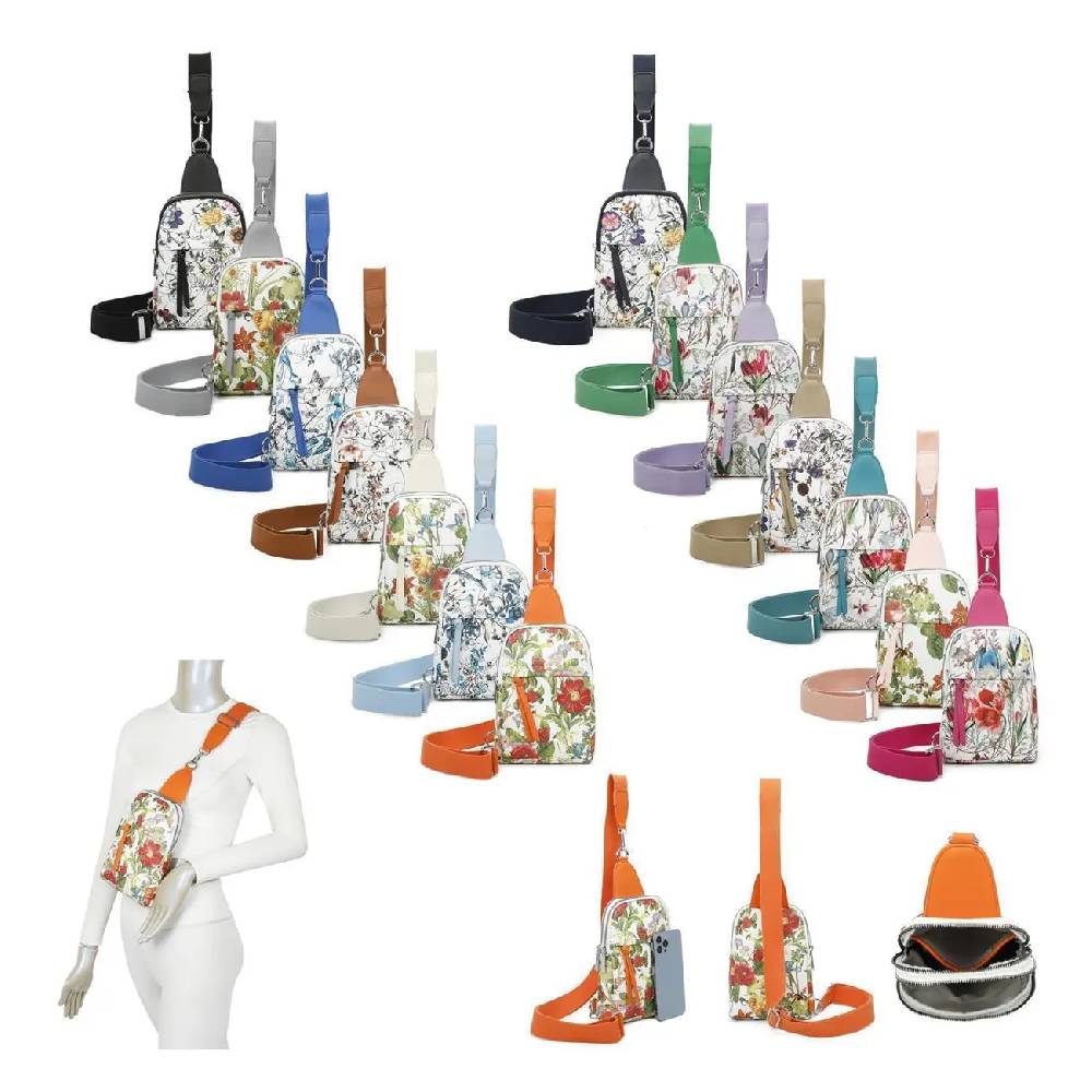 OBC Damen Blumen Bodybag Sling Tasche Rucksack Gürteltasche Crossbag Crossover Schultertasche Crossbody Brusttasche Smartphone-Umhängetasche