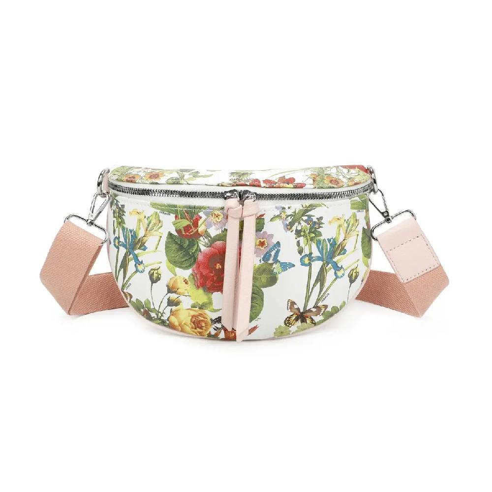 OBC Damen Blumen Tasche Schultertasche Gürteltasche Crossbody Hüfttasche Bauchtasche Umhängetasche Cross-Over Bodybag Handytasche Reisetasche Kosmetiktasche Kunst-Leder