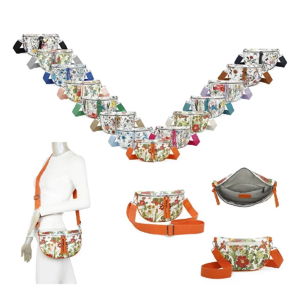 OBC Damen Blumen Tasche Schultertasche Gürteltasche Crossbody Hüfttasche Bauchtasche Umhängetasche Cross-Over Bodybag Handytasche Reisetasche Kosmetiktasche Kunst-Leder