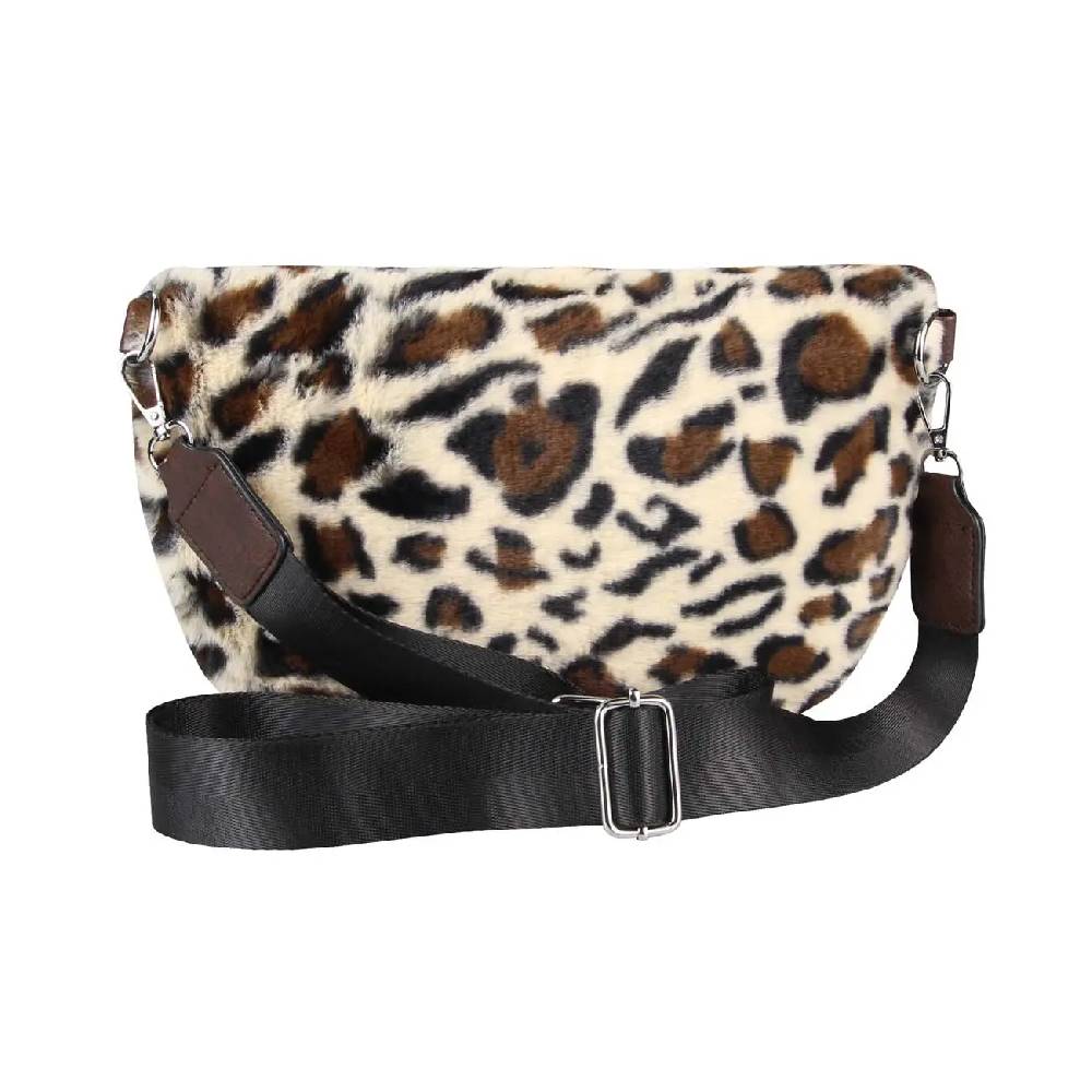 OBC DAMEN LEOPARDEN PRINT Tasche Teddyfell Plüsch Bauchtasche Hüfttasche Schultertasche Fell Bodybag Umhängetasche Crossbody Teddyplüsch Handytasche Crossbag Gürteltasche Wintertasche