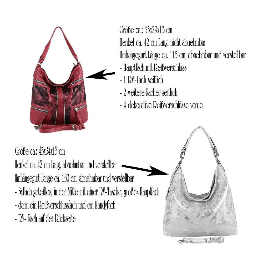 OBC DAMEN METALLIC TASCHE SHOPPER Hobo-Bag Henkeltasche Handtasche Schultertasche CROSS-OVER Umhängetasche Beuteltasche