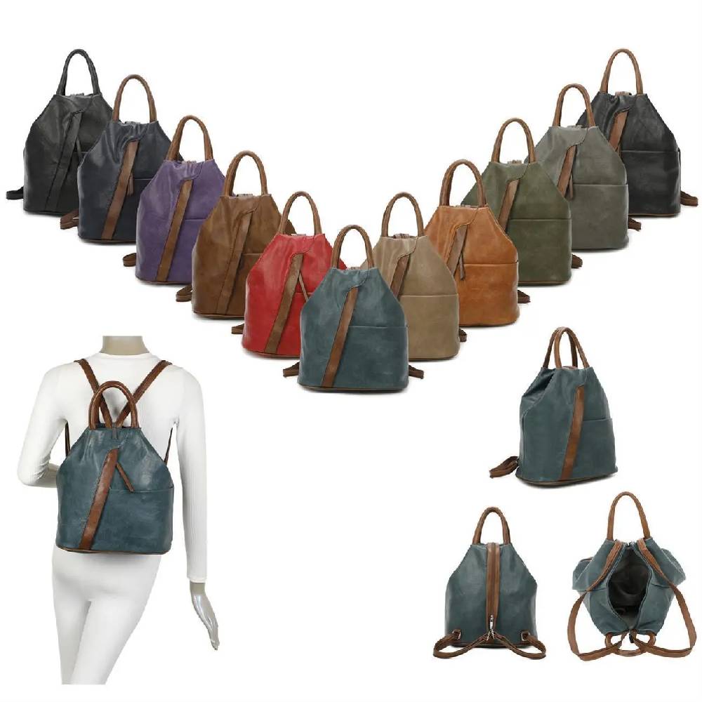 OBC Damen Rucksack Tasche Schultertasche Leder Optik Daypack Backpack Handtasche Tagesrucksack Cityrucksack