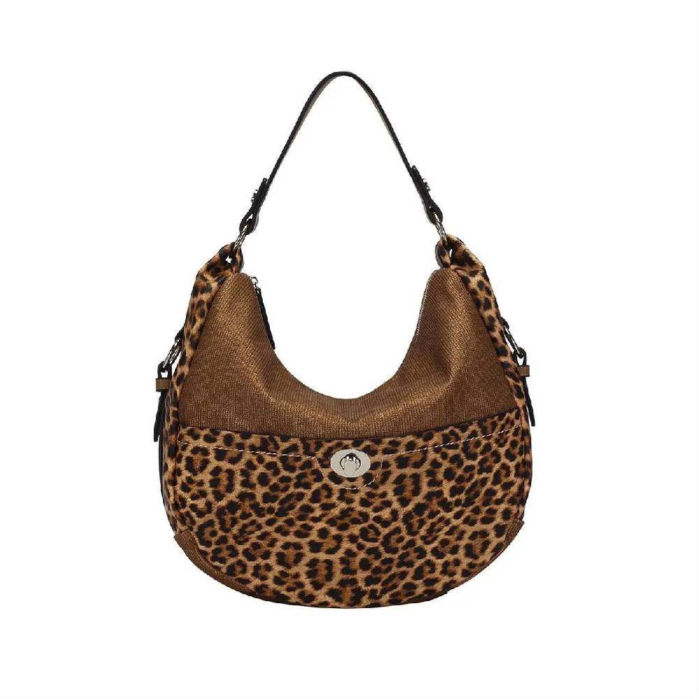 OBC DAMEN SHOPPER TASCHE HANDTASCHE Hobo Bag Kette Henkeltasche Schultertasche Umhängetasche Beuteltasche Leoparden Print