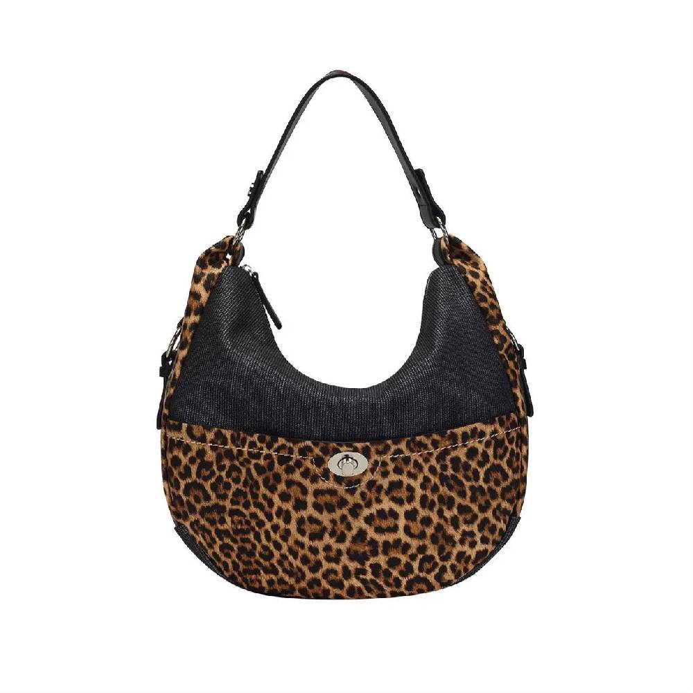 OBC DAMEN SHOPPER TASCHE HANDTASCHE Hobo Bag Kette Henkeltasche Schultertasche Umhängetasche Beuteltasche Leoparden Print