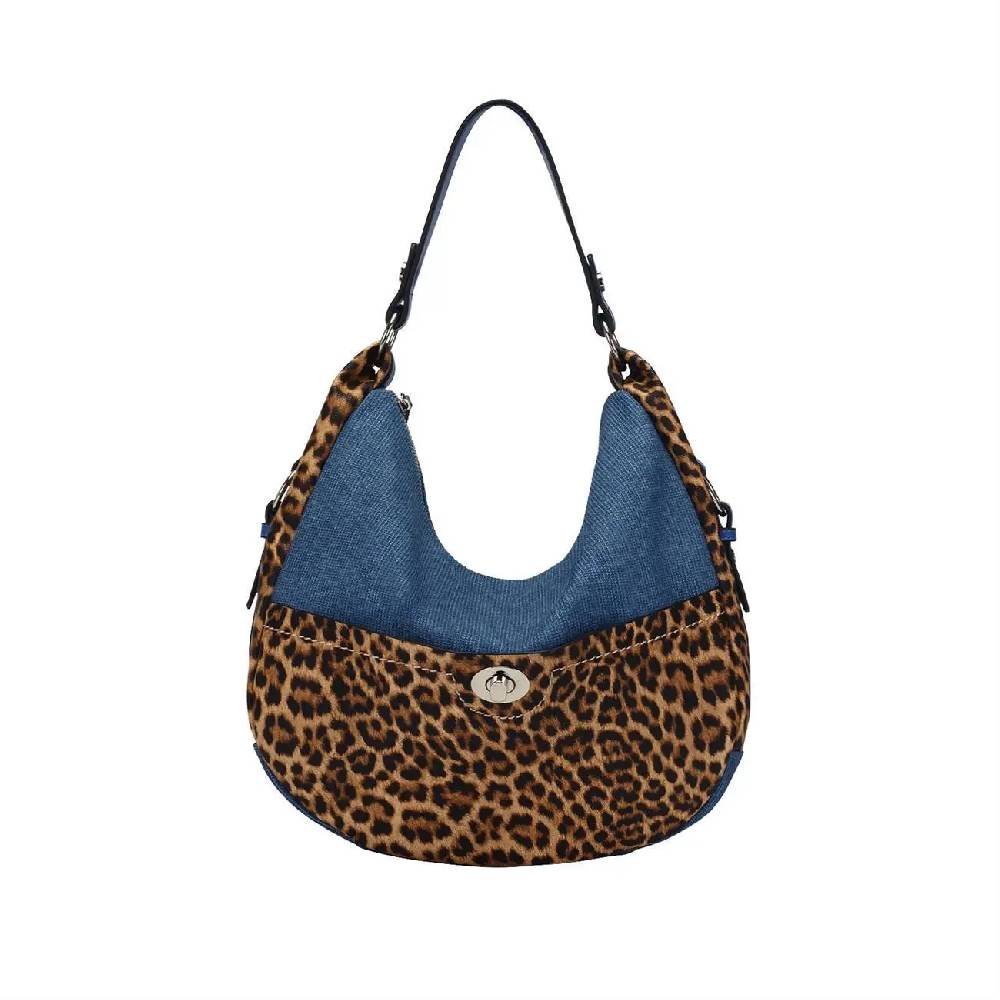 OBC DAMEN SHOPPER TASCHE HANDTASCHE Hobo Bag Kette Henkeltasche Schultertasche Umhängetasche Beuteltasche Leoparden Print