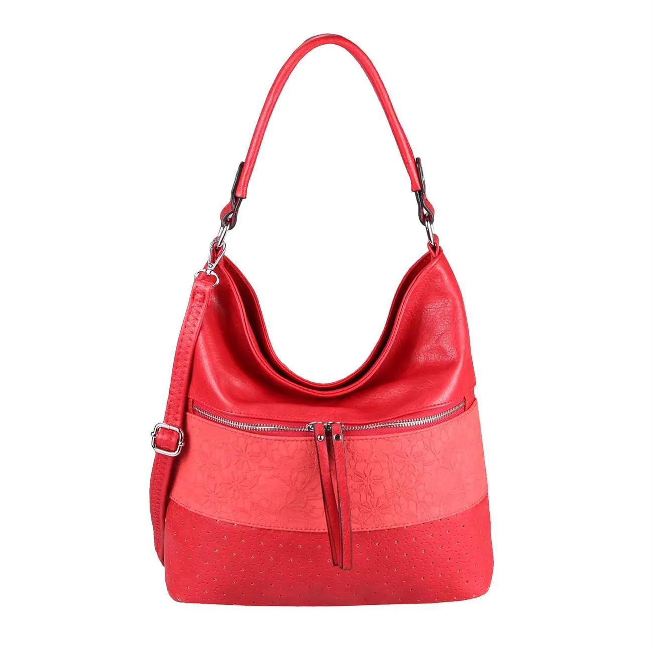 OBC Damen Tasche Blumen Shopper Tote Bag Handtasche Umhängetasche Schultertasche Beuteltasche Leder Optik Hobo Crossbody