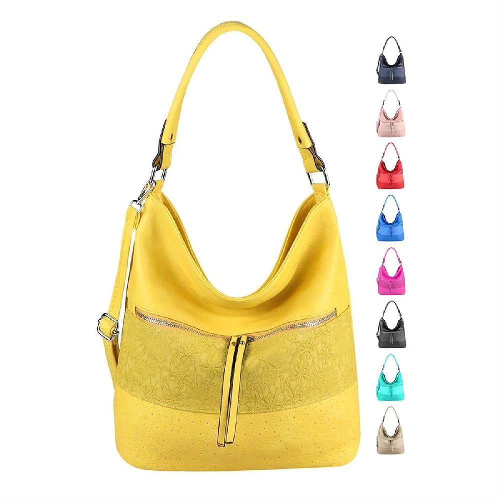 OBC Damen Tasche Blumen Shopper Tote Bag Handtasche Umhängetasche Schultertasche Beuteltasche Leder Optik Hobo Crossbody