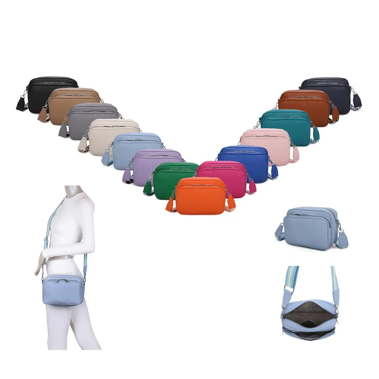 OBC Damen Tasche Crossbody Hüfttasche Bauchtasche Umhängetasche Bodybag Schultertasche Handytasche Gürteltasche Metallic Handtasche Reise Kunst-Leder