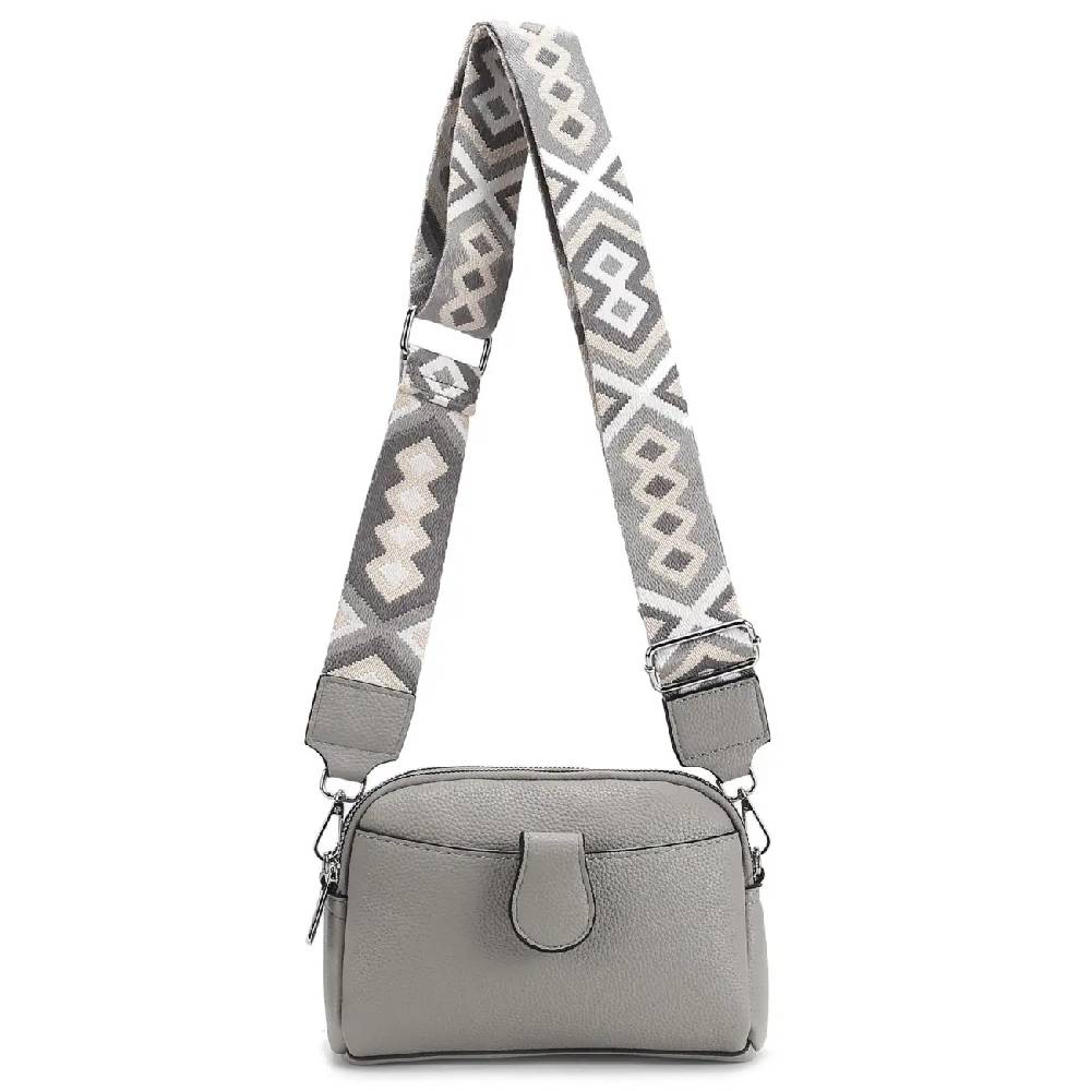 OBC Damen Tasche Crossbody Umhängetasche Bodybag Schultertasche Metallic Handytasche Crossover Kunstleder Handtasche Reise