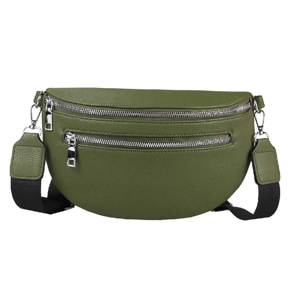 OBC Damen Tasche Gürteltasche Crossbody Leder Optik Hüfttasche Bauchtasche Umhängetasche Cross-Over Bodybag Schultertasche Handytasche Leder Optik