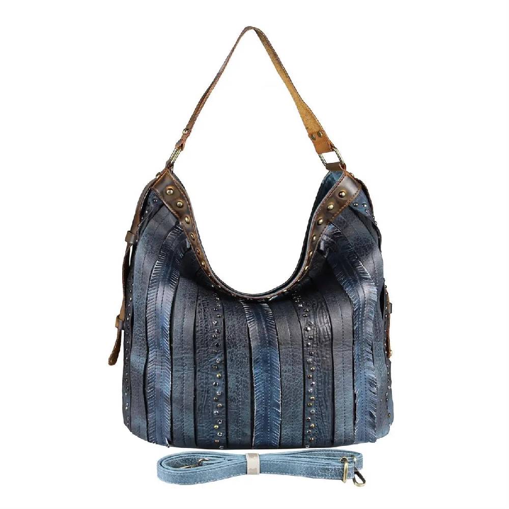 OBC DAMEN TASCHE HANDTASCHE Hobo Bag Schultertasche Nietentasche Shopper Strasssteine Umhängetasche Henkeltasche Beuteltasche Kunst-Leder