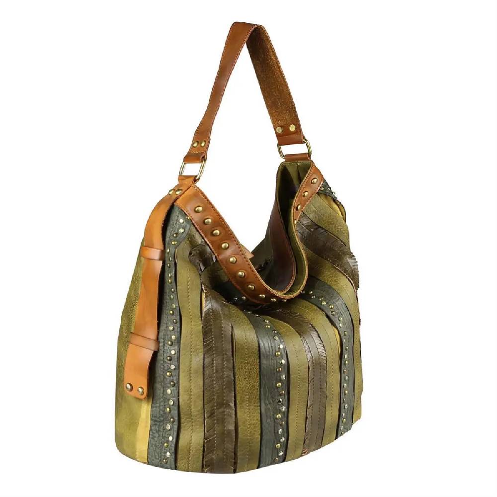 OBC DAMEN TASCHE HANDTASCHE Hobo Bag Schultertasche Nietentasche Shopper Strasssteine Umhängetasche Henkeltasche Beuteltasche Kunst-Leder