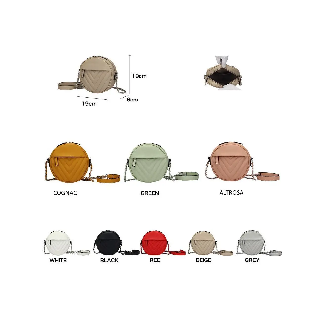 OBC DAMEN TASCHE HANDTASCHE Schultertasche Kettengurt V-Print Umhängetasche Handytasche Cross-Over kleine Clutch