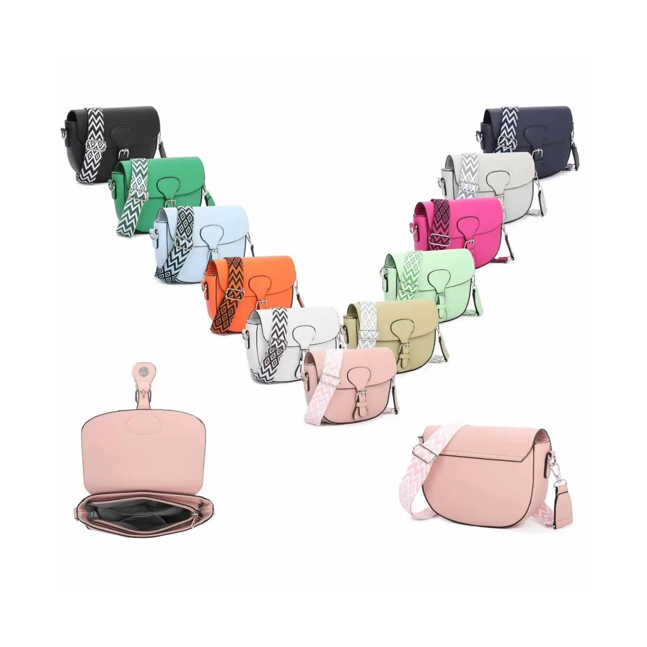 OBC Damen Tasche Schultertasche Crossbody Umhängetasche CrossOver Handtasche Überschlagtasche Bodybag Abend Freizeit Reise