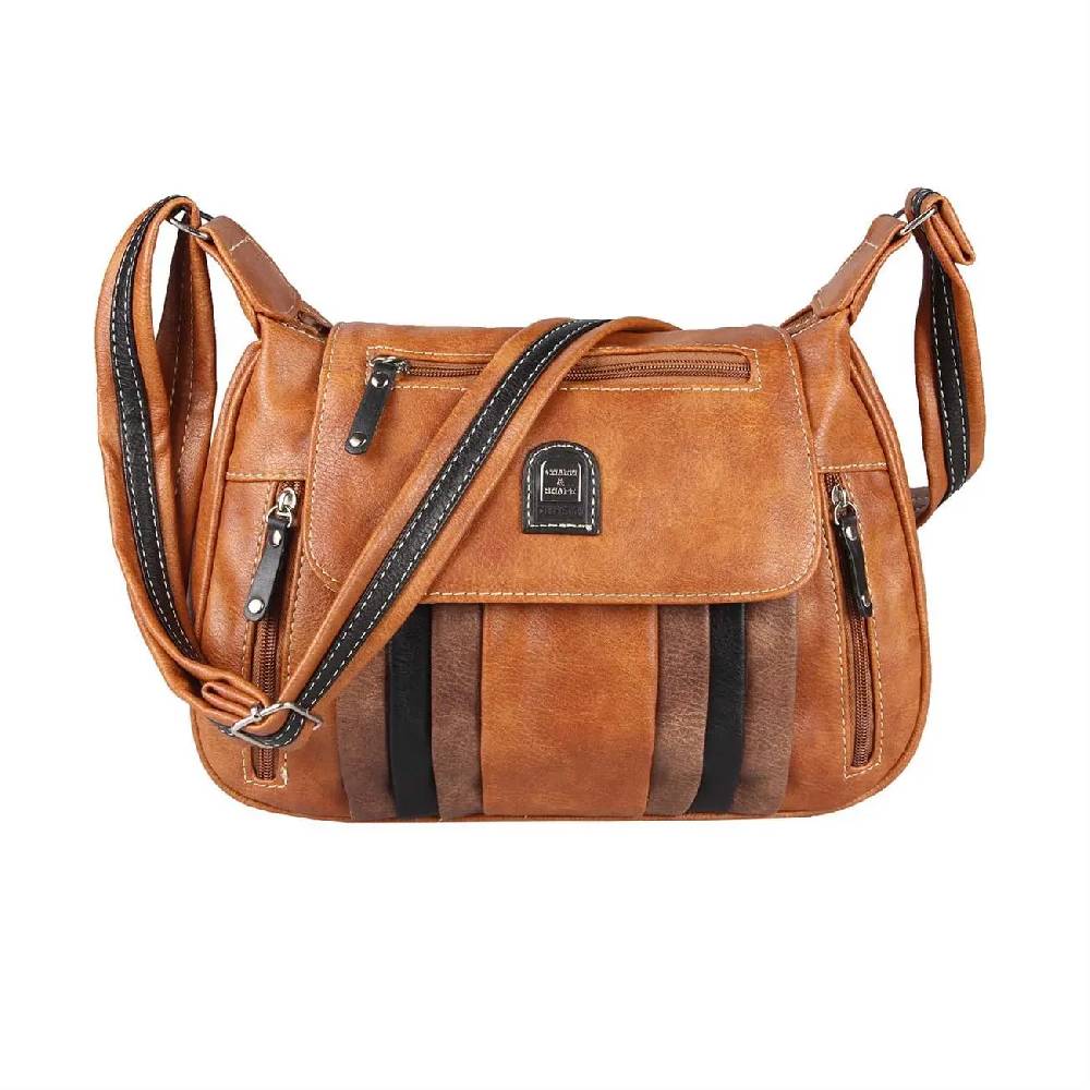 OBC Damen Tasche Schultertasche Shopper Leder Optik Crossbody Umhängetasche Crossover Beuteltasche Reisetasche