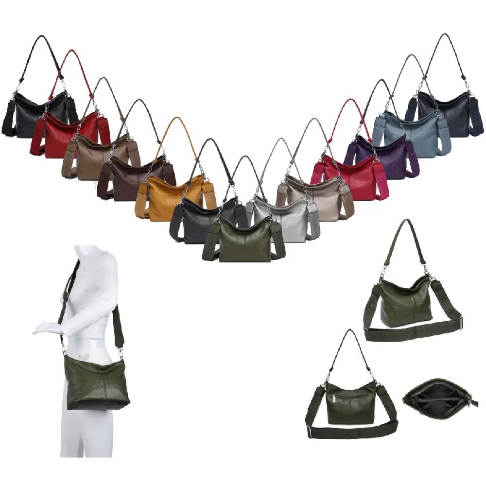 OBC Damen Tasche Shopper Brusttasche Hobo Bag Schultertasche Crossbody Umhängetasche Beuteltasche Handtasche Crossover BodyBag Leder Optik