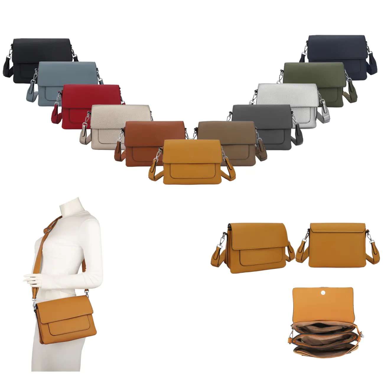 OBC DAMEN TASCHE SHOPPER Brusttasche Schultertasche Crossbody Trio Umhängetasche Messenger Handtasche Crossover BodyBag