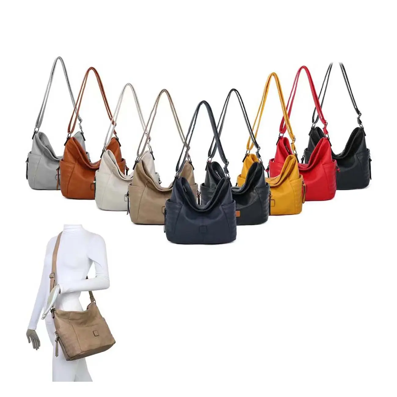 OBC DAMEN TASCHE Shopper Schultertasche Umhängetasche Crossbody Henkeltasche CrossOver Beuteltasche Handtasche Hobo Bag Reise Kunst-Leder