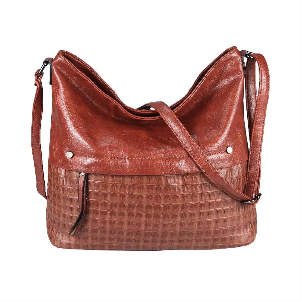 OBC Damen Tasche Umhängetasche Kroko Shopper Schultertasche Crossbody Beuteltasche Leder Optik Crossover Messenger