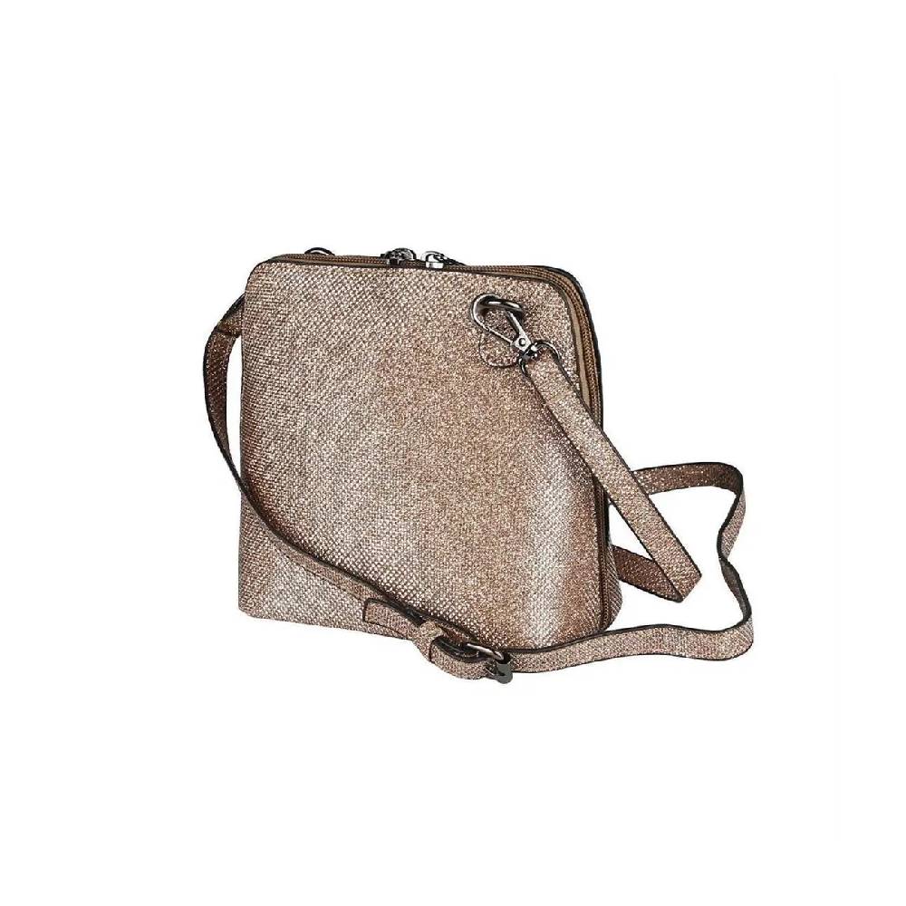 OBC DAMEN TASCHE Umhängetasche MINI CROSSOVER SILBER METALLIC Bag Handtasche Schultertasche Schmucktasche Disco Theatertasche Abendtasche